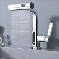 Robinet de cuisine noir multifonctionnel en promotion, design moderne, mitigeur intelligent extractible avec LED, économie d'eau, eau chaude et froide