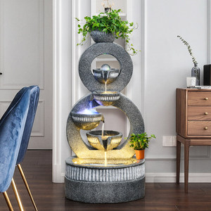 Fontaine d'eau moderne de luxe européenne en fibre de verre, résistante aux intempéries et étanche, ornement de sol, décoration intérieure, cadeau de pendaison de crémaillère - Product Image 1