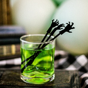 Agitadores de cócteles de Halloween con diseño de miel y dulzura, decoraciones de madera de 15 cm para fiestas, adornos para bebidas de bar - Product Image 2