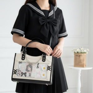 Sac fourre-tout Itabag en gros, style Cool Girl, avec garniture contrastante et double chaîne métallique intégrée - Product Image 5