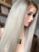 Perruque en cheveux humains SHY HD Lace Front sans colle, lisse et soyeuse, couleur blond clair, avec ligne de cheveux naturelle pour femmes