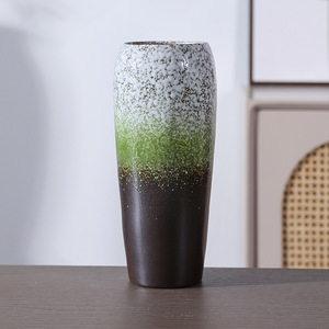 Vase en céramique de style rétro de luxe léger avec glaçure réactive au four pour la décoration de la maison et l'affichage de fleurs artificielles ou séchées - Product Image 4