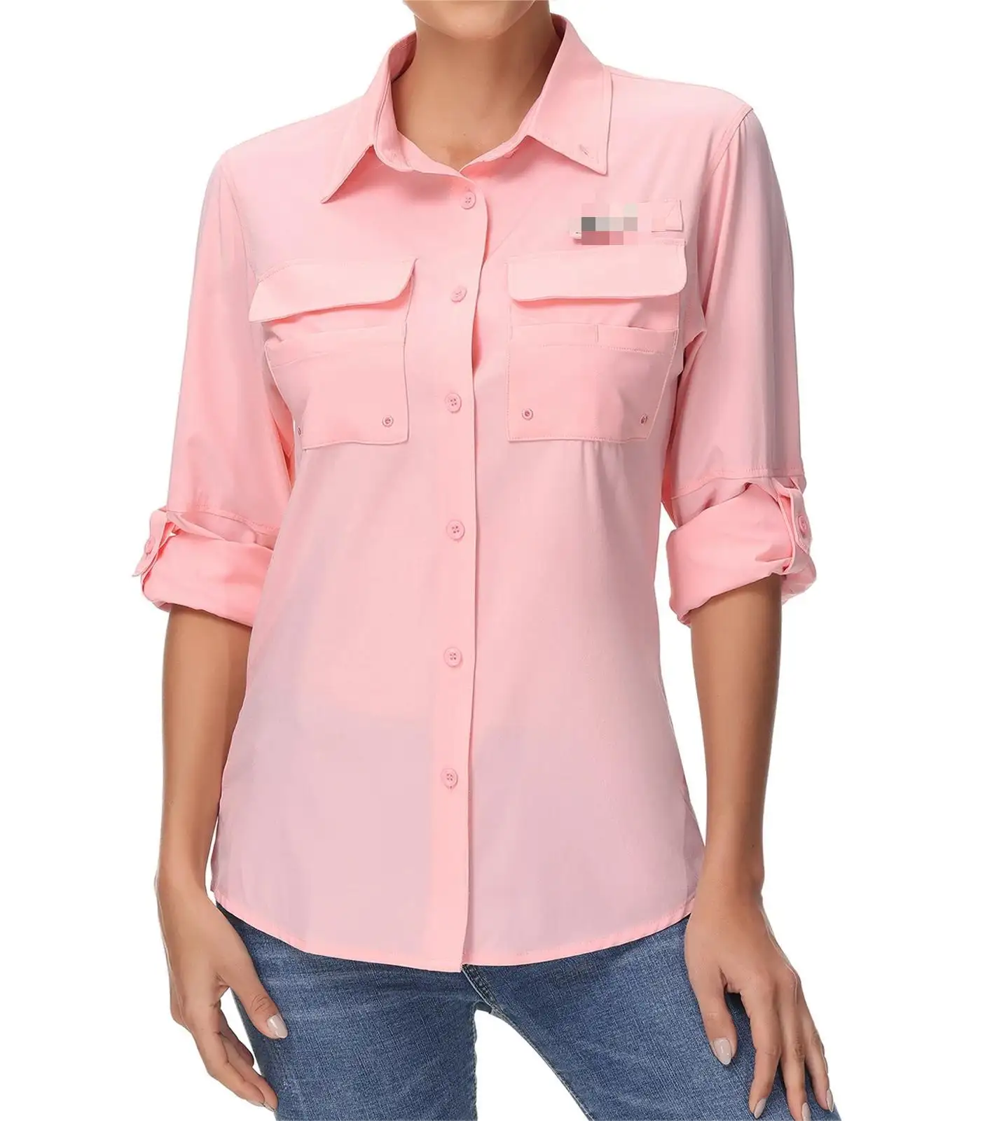 Women's UPF 50 Button Down Fishing Shirt Performance Quick Dry Summer Outdoors Clothing OEM