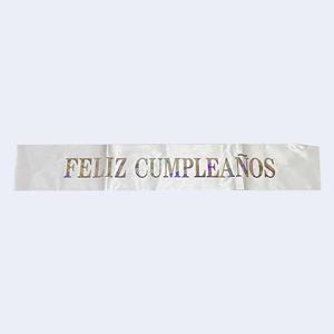 Écharpe d'anniversaire blanche avec lettres irisées, décoration élégante pour fête, lot de 12 pièces - Product Image 1