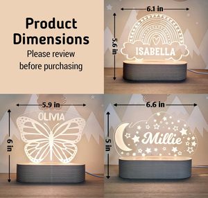 Nome personalizzabile luce notturna simpatici regali personalizzati per bambini nuvola farfalla luna e stelle per le aziende - Product Image 4