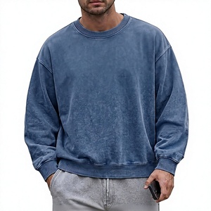 Sweat-shirt ras du cou vintage décontracté pour homme, 100 % coton, 350 GSM, délavage acide, avec logo personnalisé OEM, col et poignets côtelés, collection automne-hiver - Product Image 1