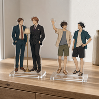 Ensemble de figurines acryliques personnalisées de duo de personnages d'anime avec base large pour affichage sur bureau, idéal pour les cadeaux promotionnels REACH CE Hanxin Crafts