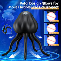 Estimulador de glande Jellyfish de silicona con 10 modos de vibración, ejercitador de sensibilidad del glande, masturbador vibrador, juguetes sexuales para hombres