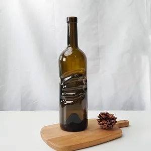 Nouveau design de qualité alimentaire, bouteille de vin vide ambre clair 750ml en forme de main d'ange en verre