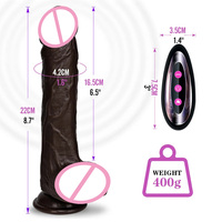 Fernbedienung 8,5 Zoll Heizung Teleskop-Schwanz-Penis-Dildo drehbar stoßen vibration schwarzer Silikon-Dildo mit saugnapf