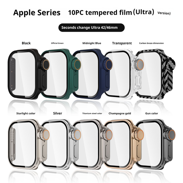 IVANHOE Screen Protector Cover for Apple Watch 10 42mm 46mm Hard PC Front Rear Bumper Case for Iwatch 10 Change to Ultra