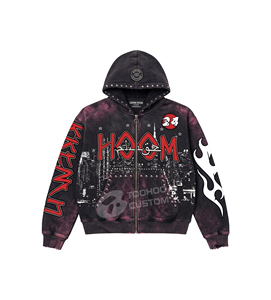 Custom 450gsm Heavyweight Cotton Hoodie Men's Streetwear Boxy Fit <b>Vintage</b> Acid Wash Rhinestone Blank Fleece Pullover <b>Jumper</b> - Product Image 2