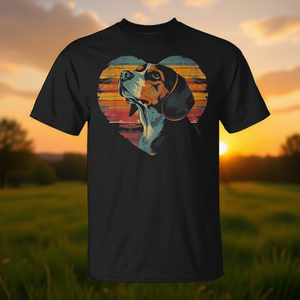 Camiseta Vintage Retro con Diseño de Corazón de Perro Beagle para Mujeres y Niños, para Mamá y Papá - Estilo Retro Vintage Promocional - Product Image 3