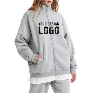 Sweat-shirts pour hommes de haute qualité à épaules tombantes avec fermeture éclair et col montant, style streetwear décontracté, couleur unie, fermeture éclair, sweat-shirts surdimensionnés pour hommes - Product Image 6