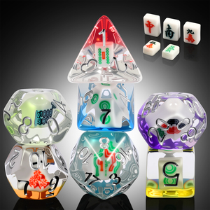 7pcs Trung Quốc mahjong chủ đề DND xúc xắc thiết lập, nhựa ngục tối và con rồng xúc xắc cho RPG Trò chơi bàn - Product Image 1