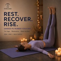Tapis de yoga Yugaland numérisé en PU sablé, anti-déchirure, pour entraînement professionnel en salle de sport, vente en gros