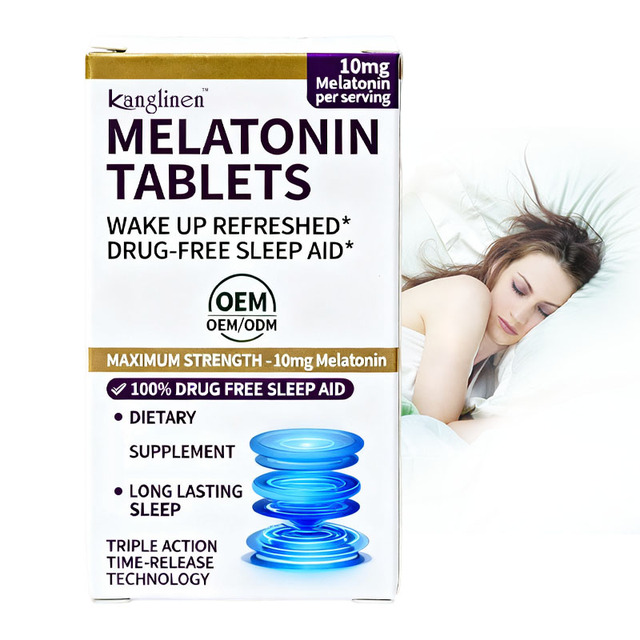 Hot Selling Melatonin Tablets for Fall Asleep Faster 10mg Melatonin 200mg L-Theanine for Sleep Support