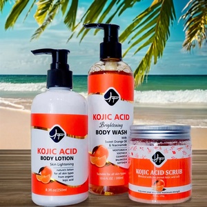 Votre Logo <span class=keywords><strong>Meilleur</strong></span> et Vente Chaude <span class=keywords><strong>Gommage</strong></span> Corps Naturel et Bio KOJIC, Nettoyant Corps et Lait Corporel Soin Éclaircissant Peau au KOJIC ACIDE, Kit Complet - Product Image 1