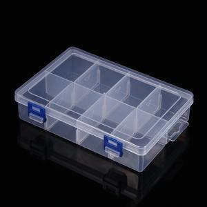 Clear 8-Compartment Plastic <b>Storage</b> <b>Box</b> With Double Buckles For Jewelry Organizers Desktop Accessories Parts <b>Tools</b> - Product Image 4
