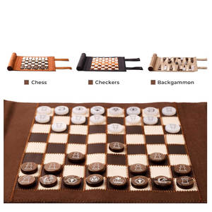 Juego de backgammon portátil de cuero genuino enrollable, bolsa de viaje para backgammon, juego de backgammon enrollable para adultos y niños. - Product Image 3