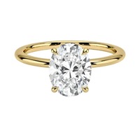Cincin Berlian Oval Moissanite Solitaire Perak Sterling 925 Bersertifikat GRA Moissanite Lapis Emas Kuning 14K Cincin Pertunangan