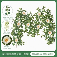 Vente chaude 2M Eucalyptus Vigne Guirlande Artificielle Camélia Rose Fleur Matière Plastique Pâques Mariage Maison Jardin Décoration