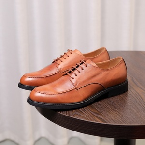New Men's Leather <b>Shoes</b> - Derby Handmade for Business and Casual Wear Suitable for Weddings Round Toe Style Groom's <b>Shoes</b> - Product Image 4