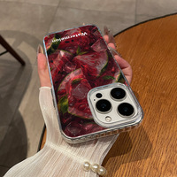 Coque de téléphone portable en gel de silicone motif pastèque rafraîchissante style Ins pour iPhone 17 Pro Max et iPhone 16, antichoc intégral