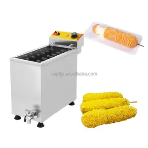 Thương mại thép không gỉ Hàn Quốc pho mát Hot Dogs Gậy Máy Chiên Hot Dog Maker Máy Ngô Dog nồi chiên sâu máy