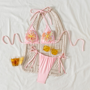 2025 nouvelle mode européenne et américaine Sexy Bikini sépare <span class=keywords><strong>maillot</strong></span> <span class=keywords><strong>de</strong></span> <span class=keywords><strong>bain</strong></span>-<span class=keywords><strong>rose</strong></span> plage vacances deux pièces - Product Image 4