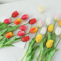 Tulipes artificielles au toucher réel, 45 cm, en caoutchouc, en gros, pour la décoration intérieure, sensation de luxe, aspect latex doux, pour mariage et fête