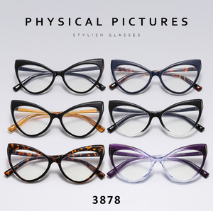 Montura de Gafas de Ojo de Gato con Aro Completo y Patrón Sólido Anti-Luz Azul para Mujer, Fabricada en Material PC, Disponible en Stock - Product Image 2