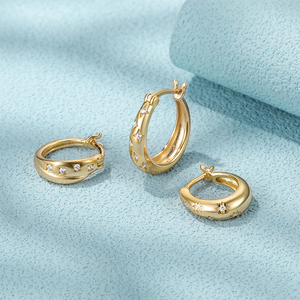 CANNER Boucles d'oreilles étoile à cinq branches classiques et simples en argent S925, bijoux fins 14K, tendance et polyvalentes, 8/9/11mm - Product Image 1