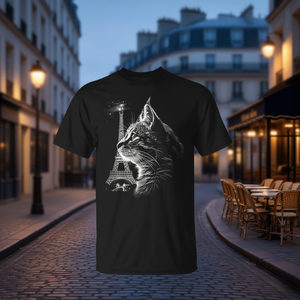 Camiseta Cat In Paris French Cat, diseño gráfico negro, ropa unisex - Product Image 3