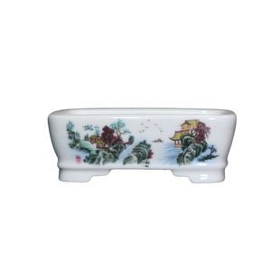 Pot à bonsaï en céramique peint à la main, rectangulaire, miniature, style chinois, jardinière pour fleurs - Product Image 5
