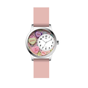 Montre ronde pour femme avec bracelet en silicone et cadran en forme de cœur, idéale pour les fêtes, les rendez-vous et les cadeaux. - Product Image 3