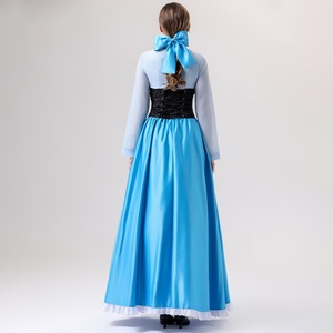 Disfraz de Princesa Ariel de la Sirenita para Mujer Adulta, Vestido Azul de Manga Larga con Lazo para Fiesta - Product Image 1
