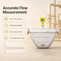 CMF DN25 1 Inch Coriolis Mass Flow Meter 25MPa Tipe Terintegrasi Akurasi 0,2% untuk Pengukuran Energi Gas