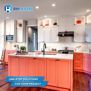 रसोई कैबिनेट के अलमारी रंग जला नारंगी रंग रंग एक्रिलिक बोर्ड फार्म हाउस शेकर रसोई अलमारियाँ