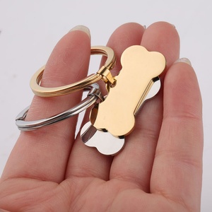 Popular <b>Pet</b> Dog Pendant Keychain Gold Plated Custom Engraved <b>Blank</b> Bone Shape Pendant Stainless Steel Keychain - Product Image 4