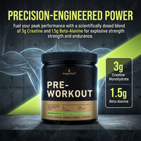 Poudre pré-entraînement Aegelwell en marque propre pour adultes, musculation, bêta-alanine, créatine monohydrate, gestion de l'énergie, 300 g, faible teneur en sucre