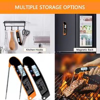 Thermomètre alimentaire numérique portable pliable en plastique à lecture instantanée pour barbecue, viande et cuisson