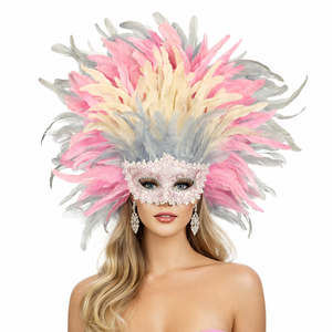 Masque facial en plumes inspiré du sambas brésiliennes pour les événements de carnaval, les fêtes de filles, les festivals, les tenues de carnaval - Product Image 4