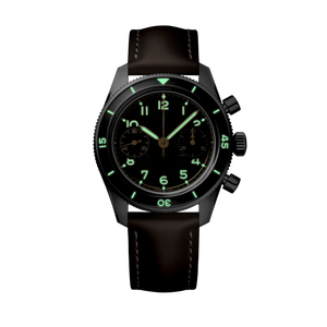 Mens Automatic Chronograph Watch with Luminous Markers Rotating Bezel and Genuine Leather Strap for Daily and Formal Longinesing - Product Image 2