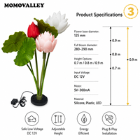 Lumière LED de jardin en forme de lotus, étanche, alimentée par courant alternatif 12V, avec effet de pétales dynamiques en silicone réaliste