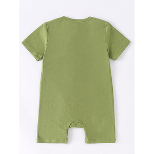Combinaison bébé à manches courtes en bambou et élasthanne côtelé uni, avec fermeture éclair bidirectionnelle, vêtements pour nouveau-né, pyjama bébé - Product Image 5