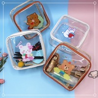 Nouvelle trousse à crayons et trousse de toilette de voyage multi-usages, transparente, imperméable, grande capacité, en PVC, motif dessin animé