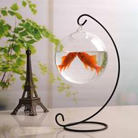 Aquarium suspendu en verre de forme ronde, vase à fleurs, vase sphérique en verre fait main, mini aquarium pour poissons rouges