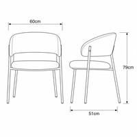 Vente directe d'usine, chaise de salle à manger de restaurant en velours de qualité supérieure, dossier incurvé, coussin rond, cadre en acier noir mat