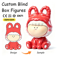 Figurine de lapin rouge brillant personnalisée en boîte mystère, jouet en vinyle mignon ODM pour collection et décoration de bureau